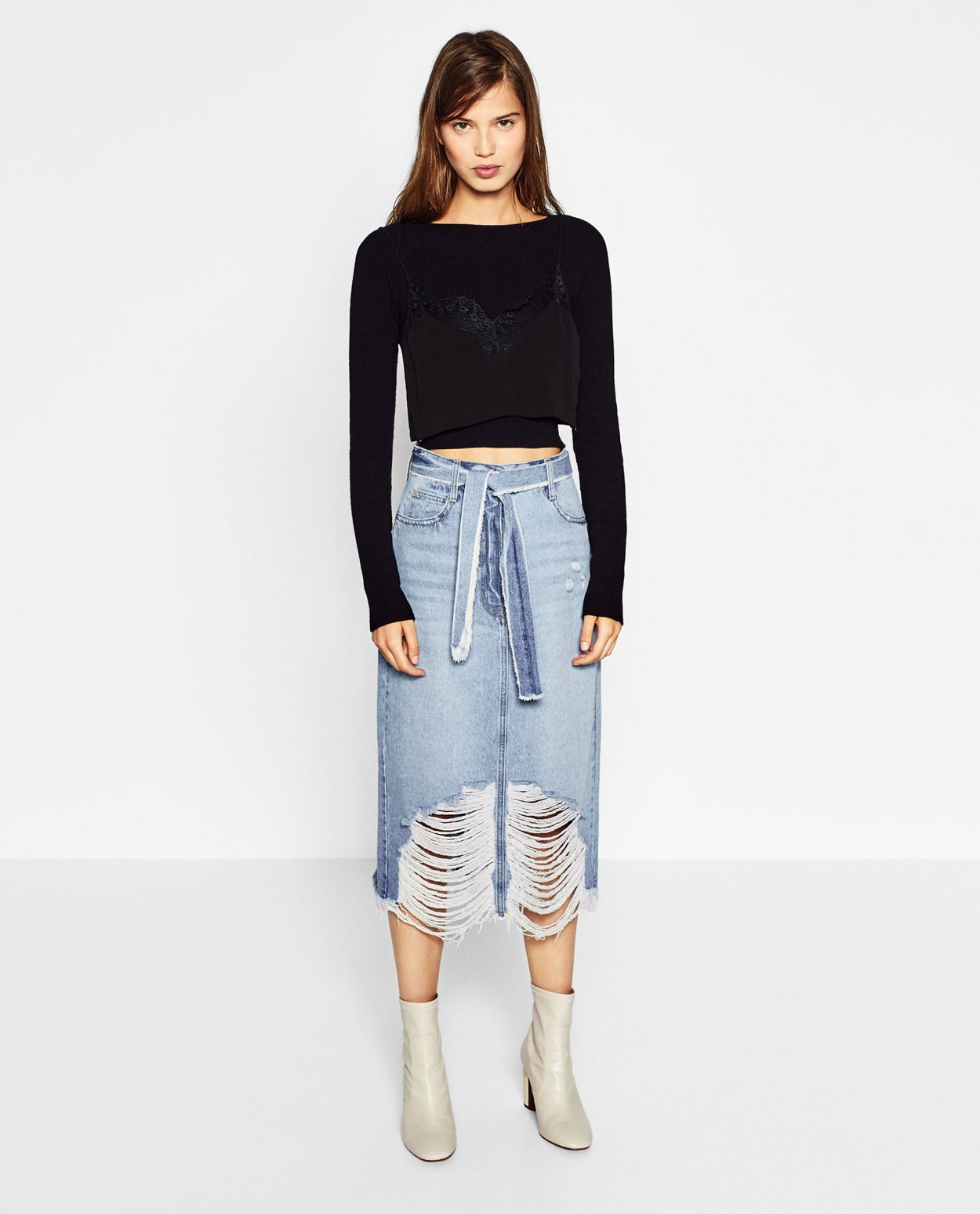 Джинсовая юбка Zara миди