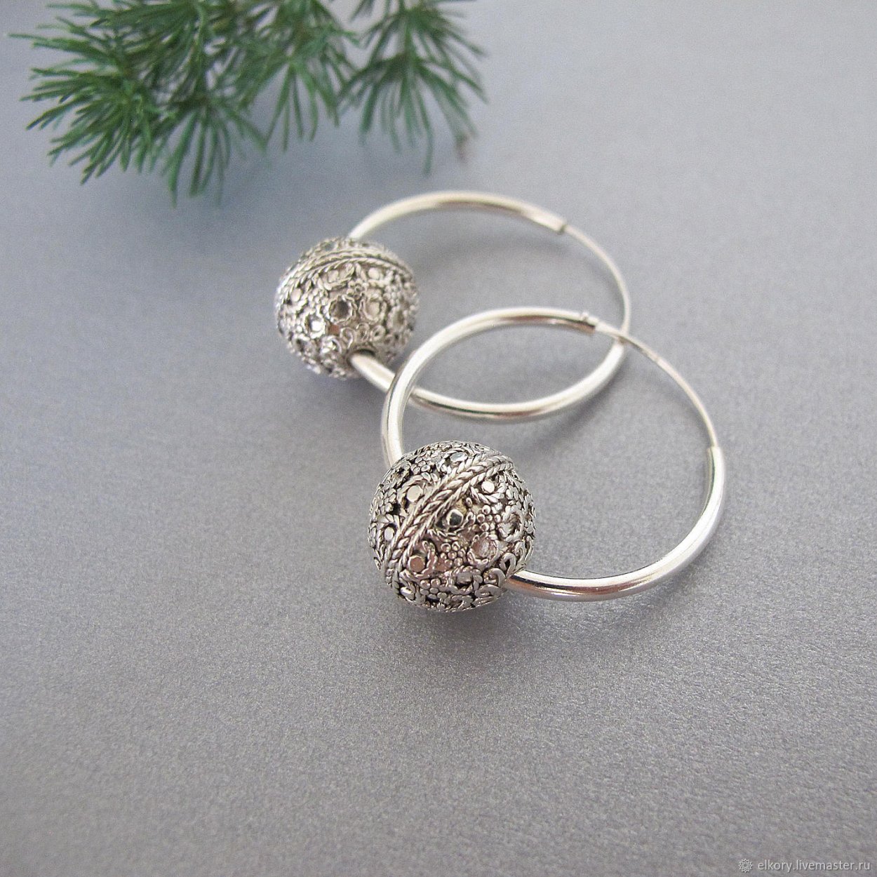 Сережки кольца серебряные