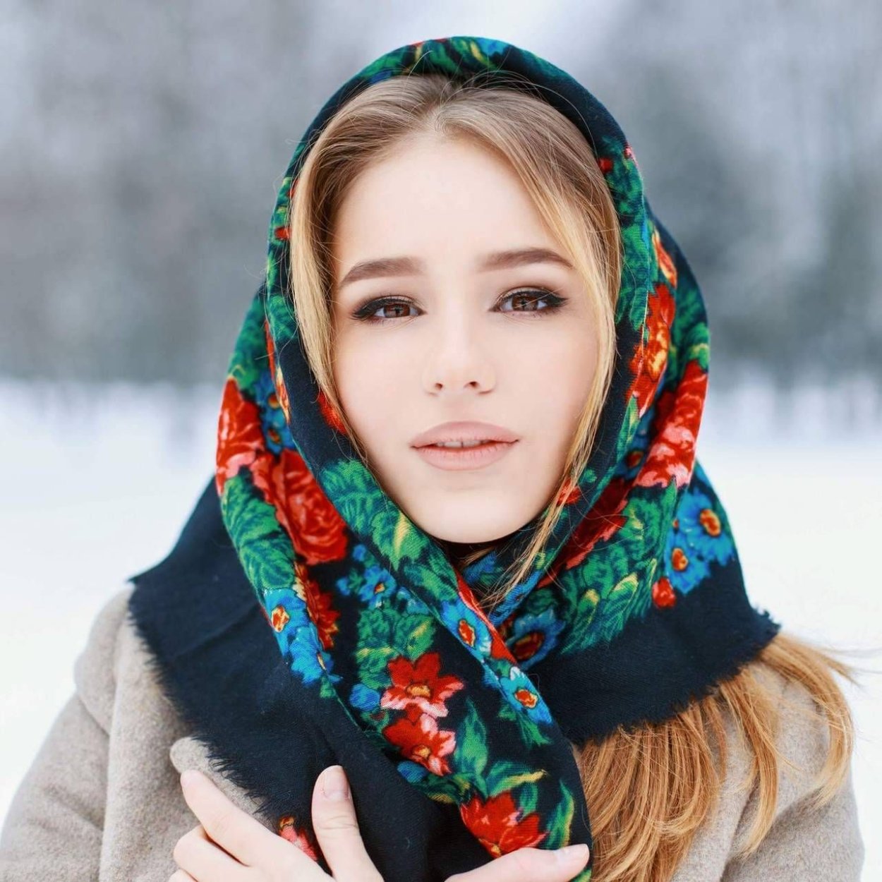 Платок на голову зима