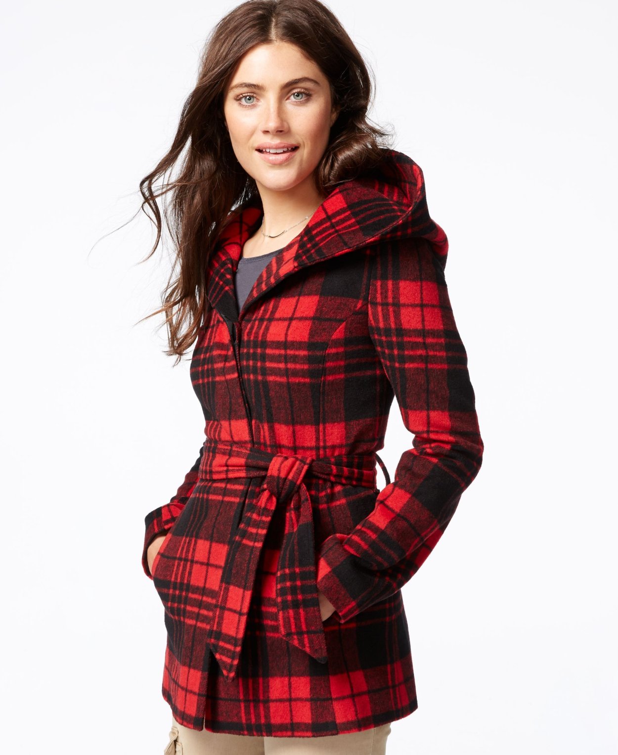 Пальто в клетку женское