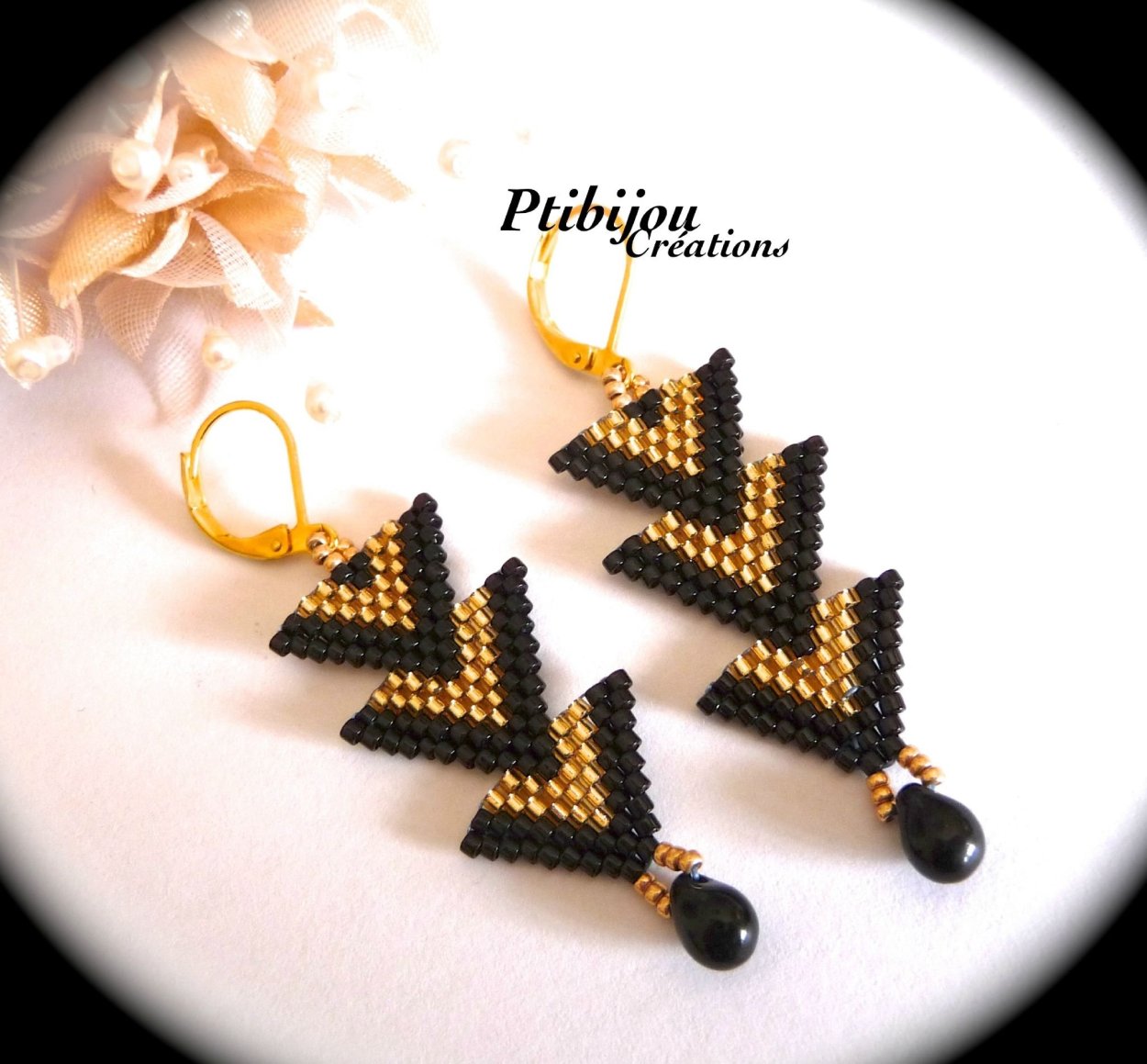 Серьги ромбы из бисера