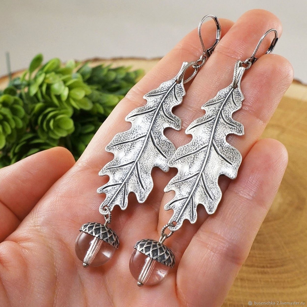 Серебряные серьги листики
