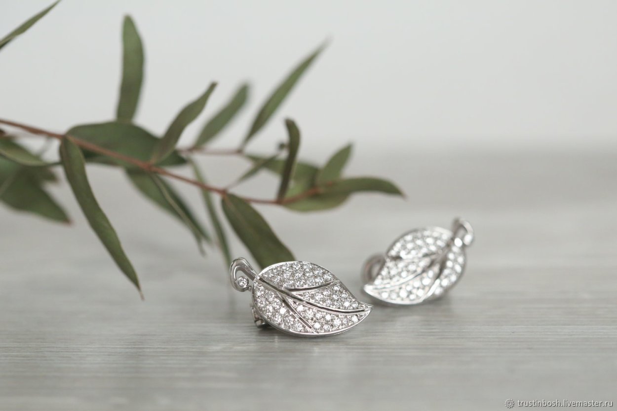 Серебряные серьги «листья»