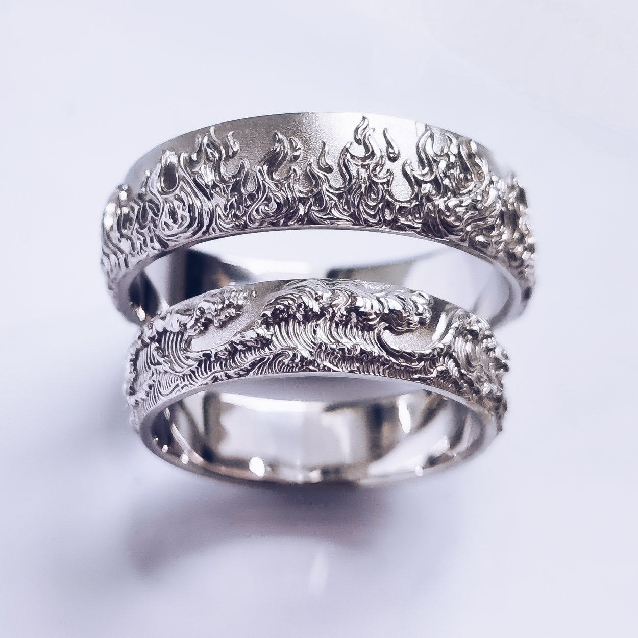 Обручальные кольца серебро с золотом
