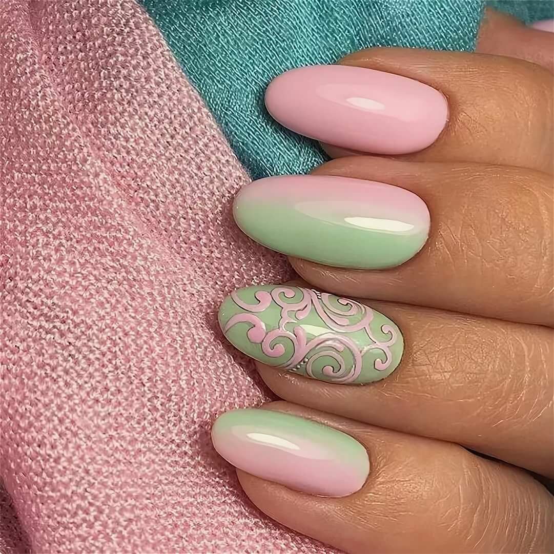 Маник розовый с салатовым