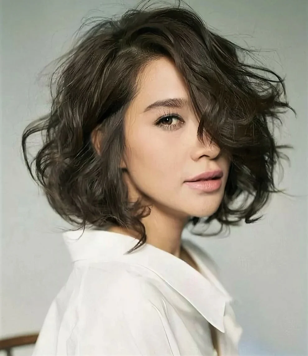 Корея Bob Haircut на волнистые волосы