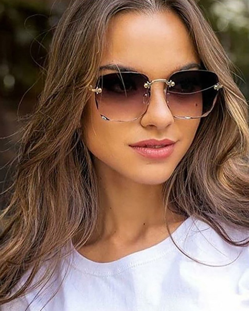 Gradient Cutting Edge Rimless Sunglasses - Concord