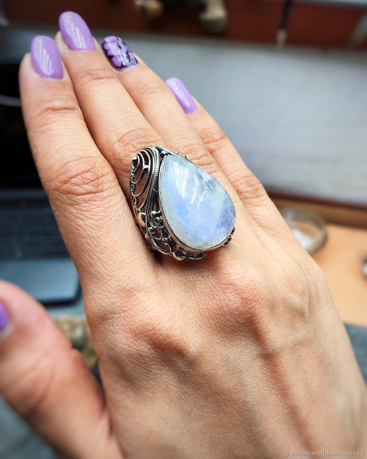 Gem Silver ювелирная кольцо Адуляр