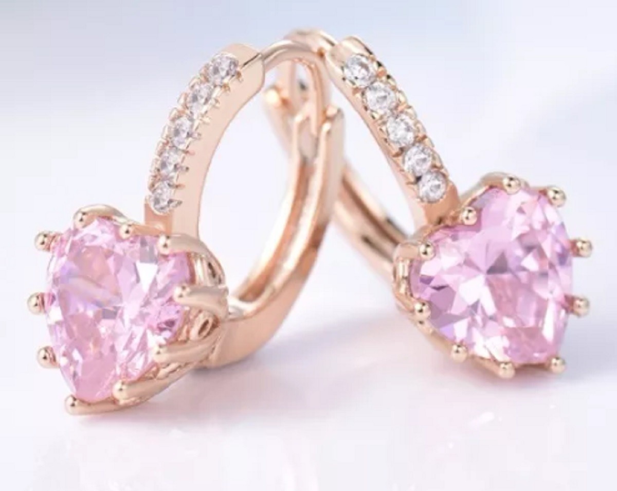 Серьги Санлайт с розовым камнем