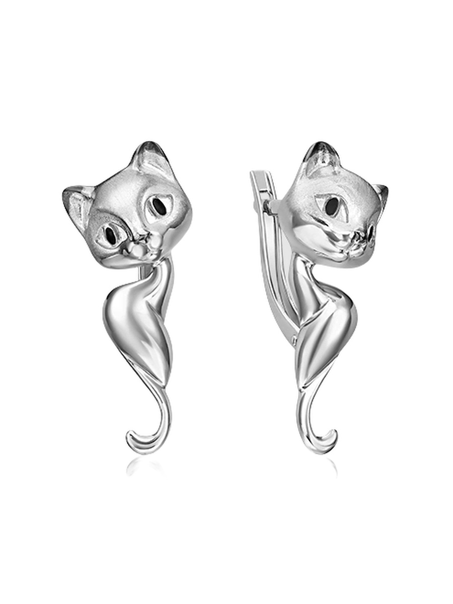 Серьги кошки серебро