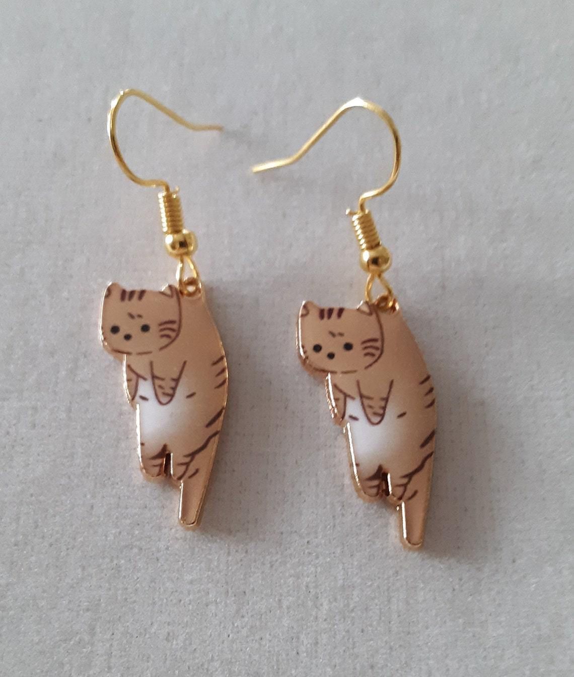 Серьги с котами висячие