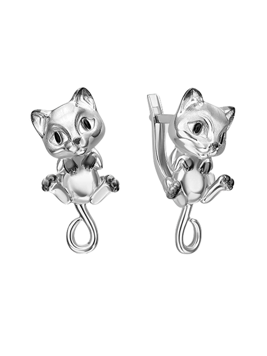Серьги коты серебро