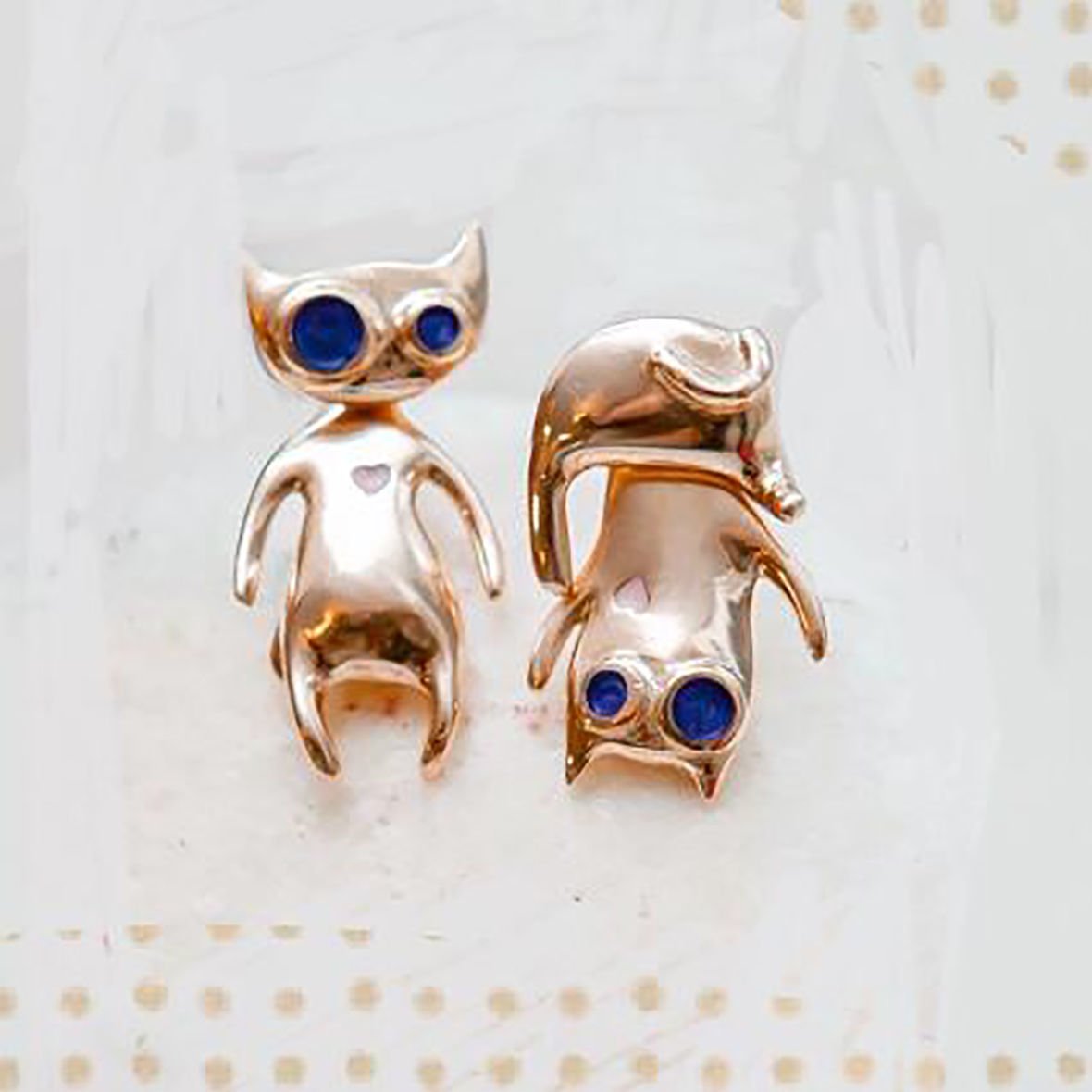 Серьги кошки золото Санлайт