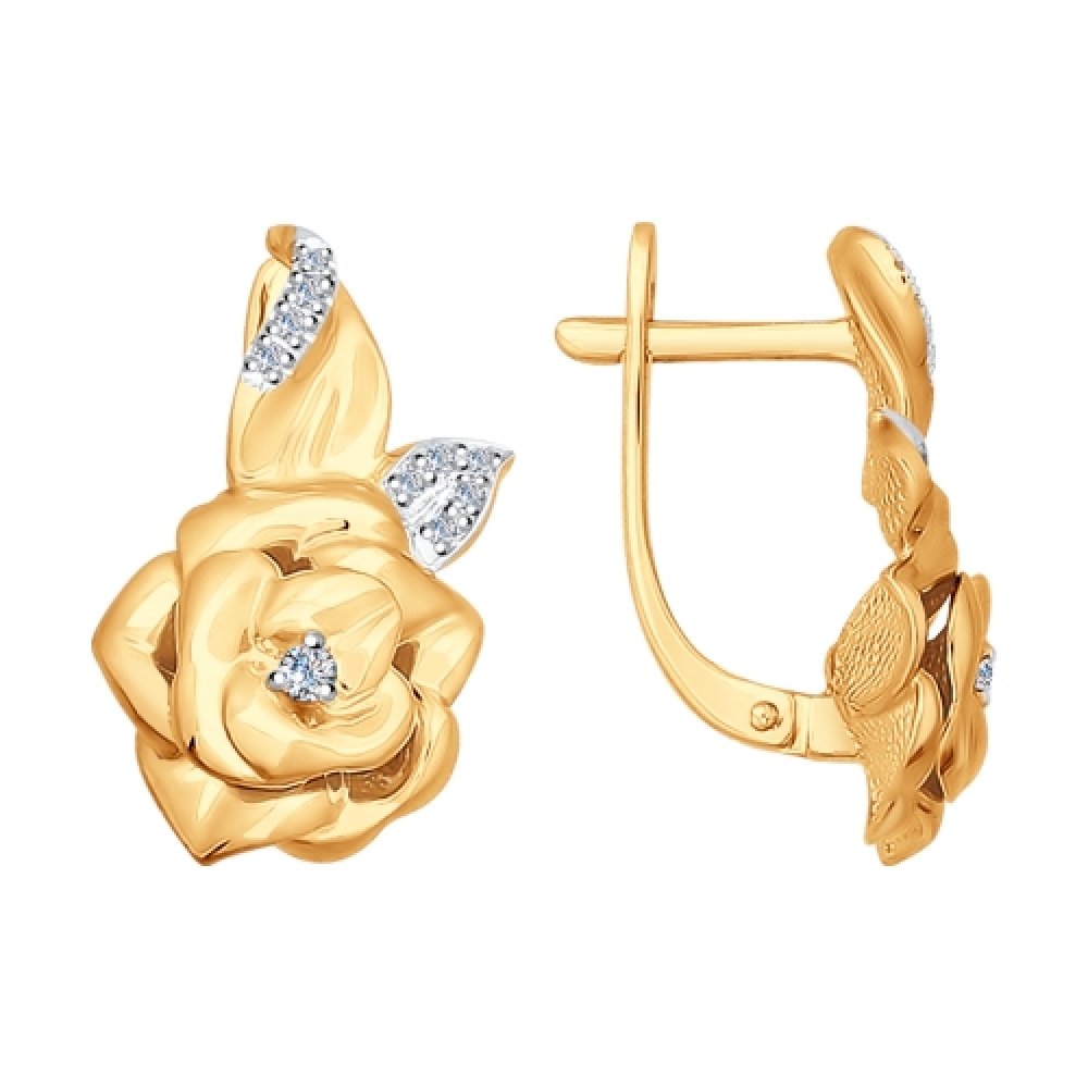 Золотые серьги 585 роза