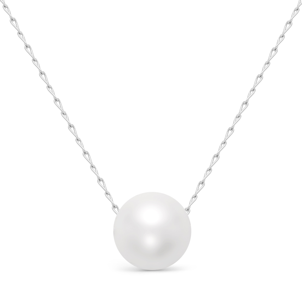 Серебряное колье с жемчугом имитированным 4369546-40д