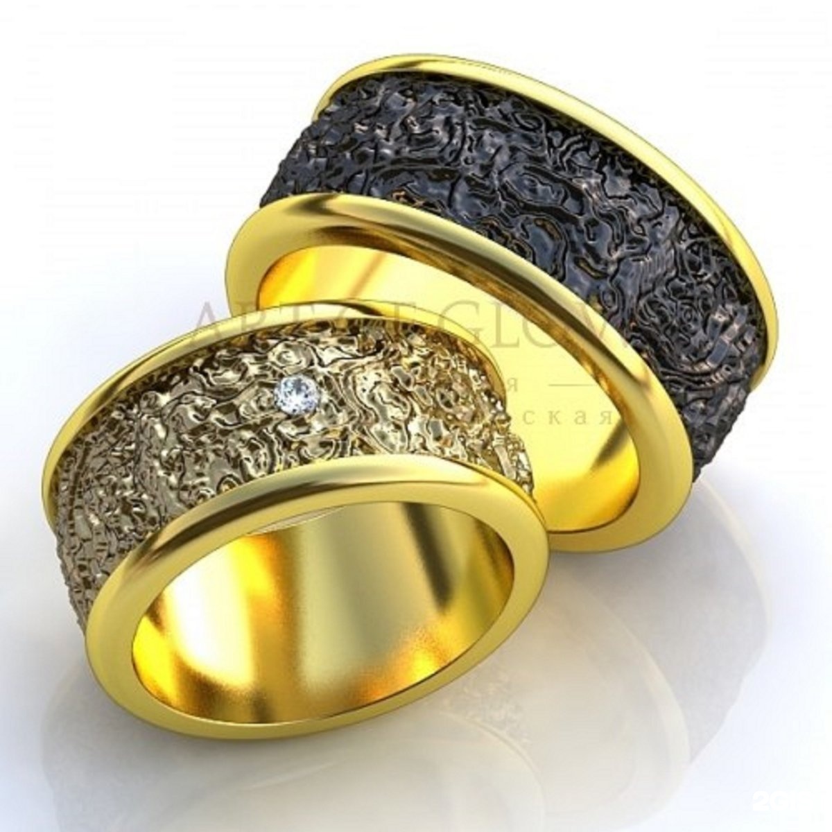 Широкие золотые обручальные кольца