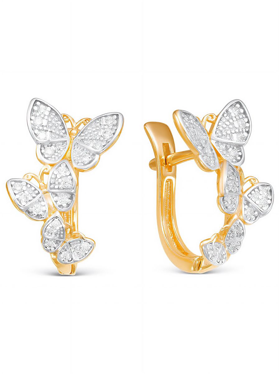 Серьги из золочёного серебра с фианитами 93022227