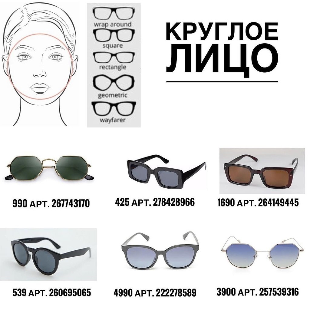 Очки по форме лица