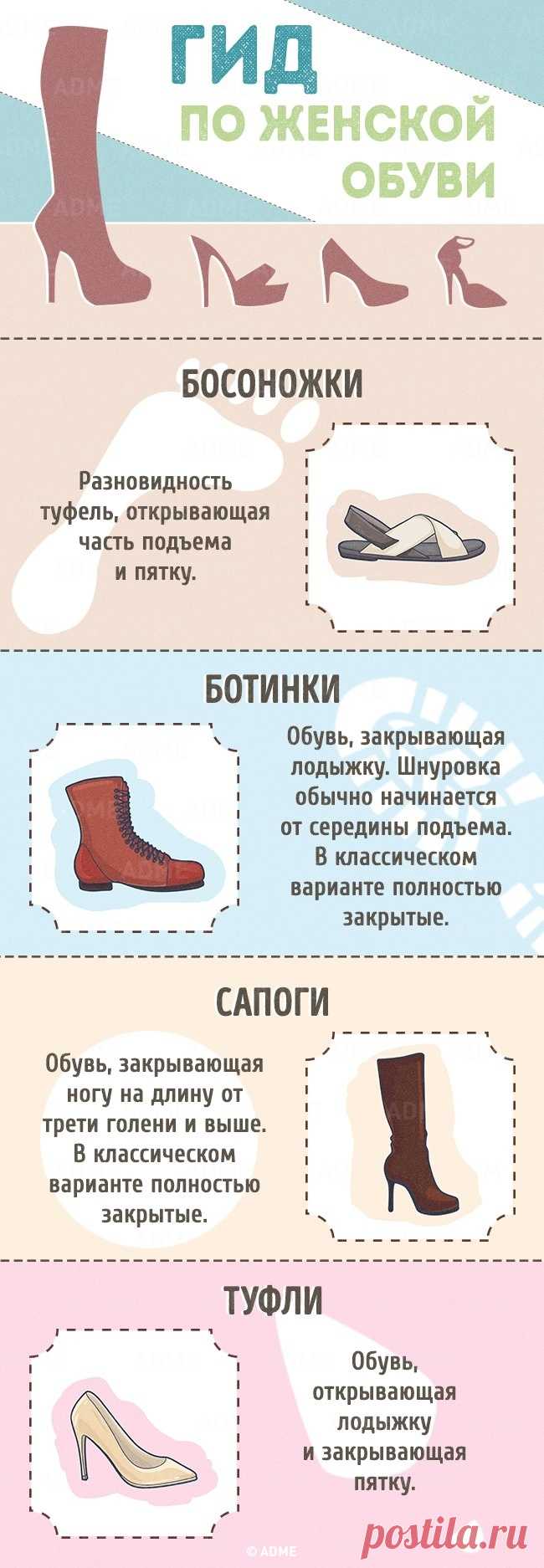 Типы женской обуви