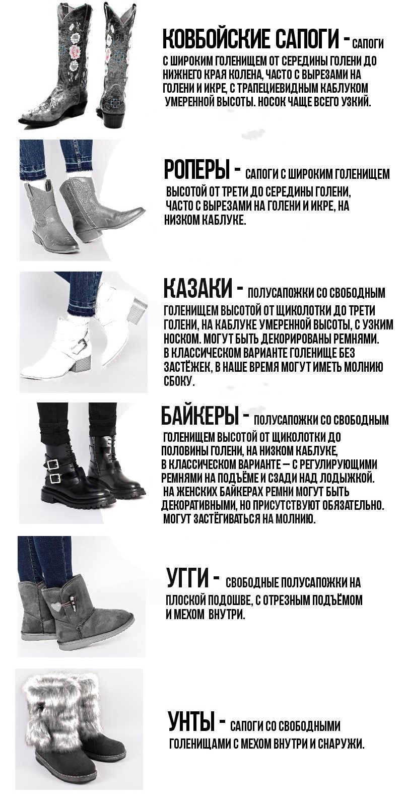 Типы зимней обуви женской
