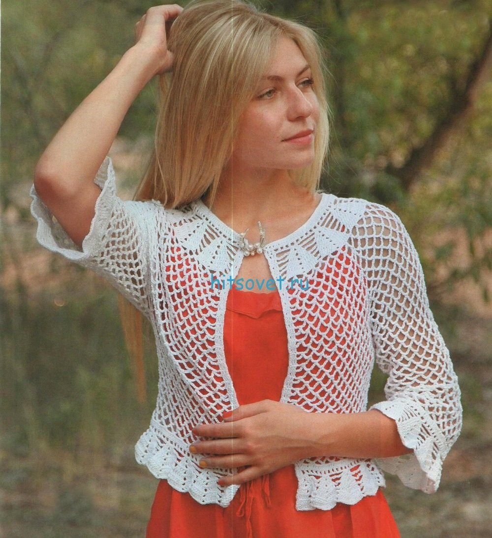 Вязаное ажурное болеро для женщин