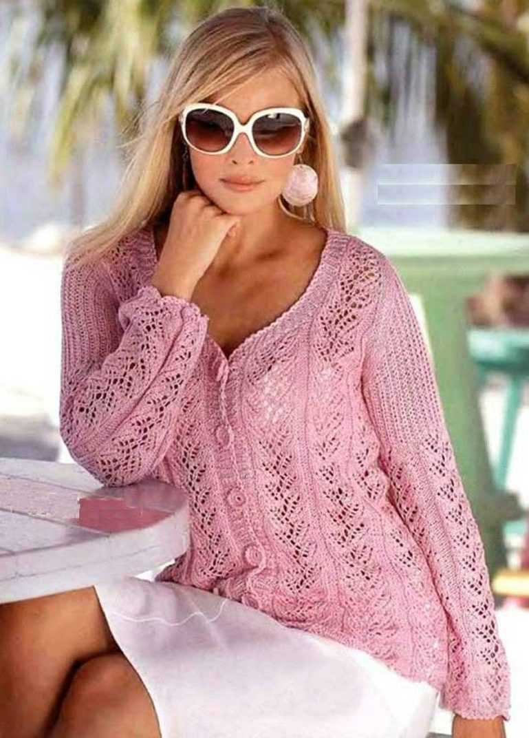 Ажурная кофта спицами
