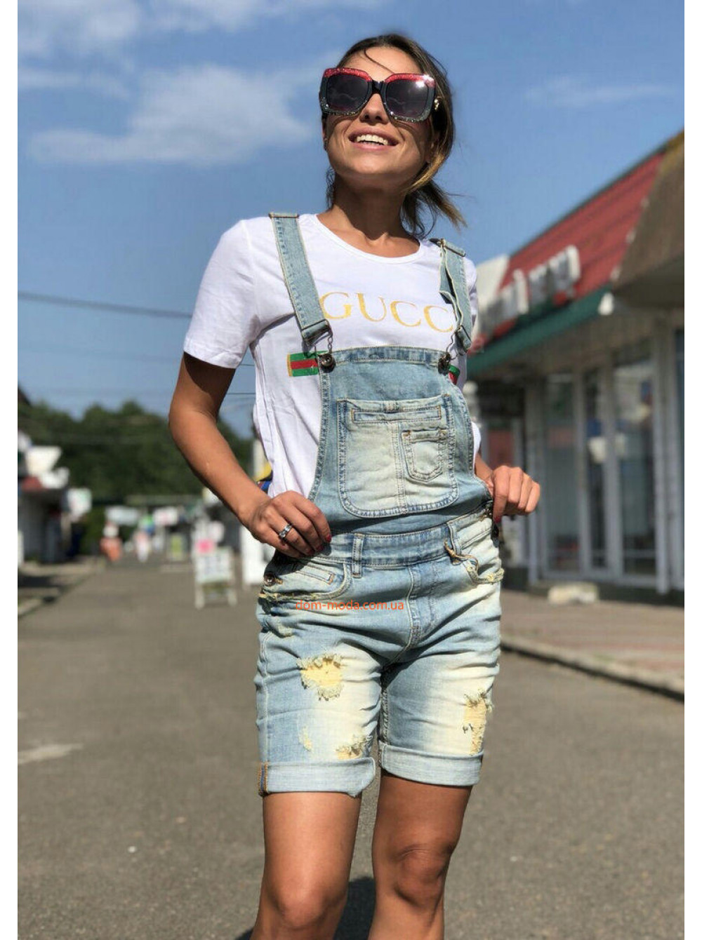 Джинсовый комбинезон шорты