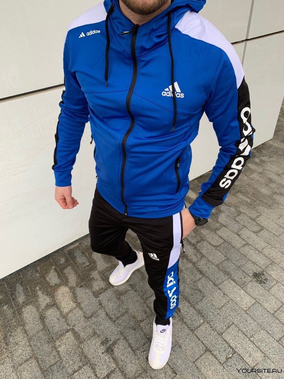 Синий мужской спортивный костюм адидас adidas