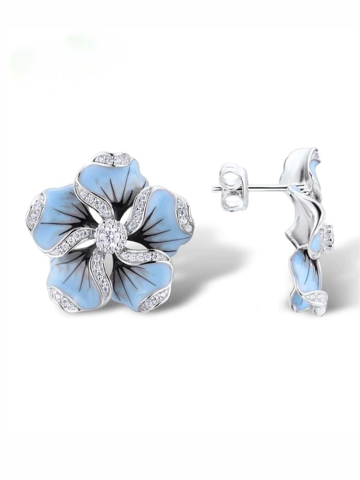 Cubic Zirconia серьги гвоздики синие