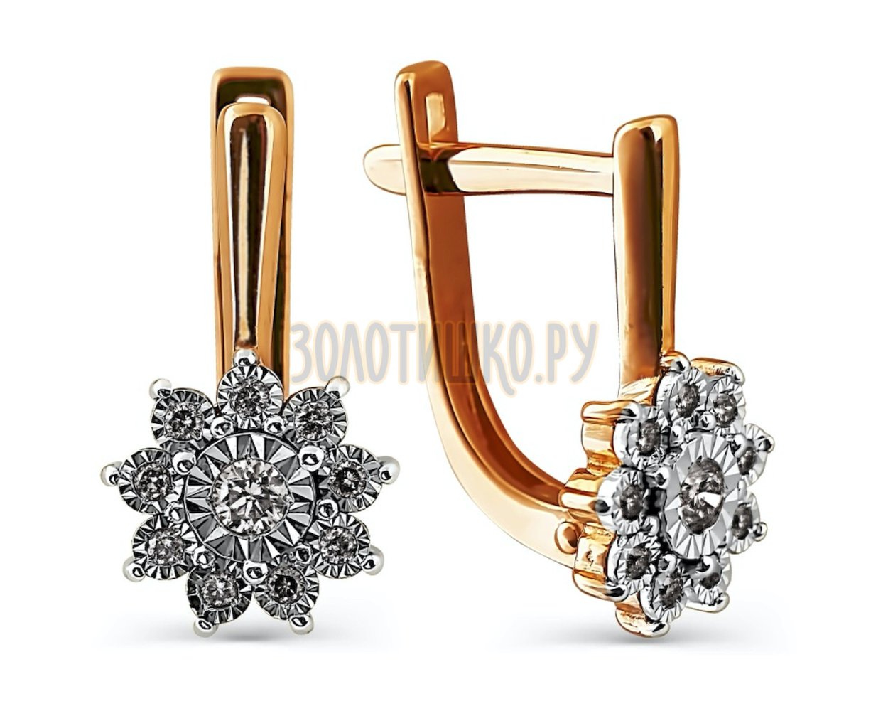 Серьги с бриллиантом из золота 585