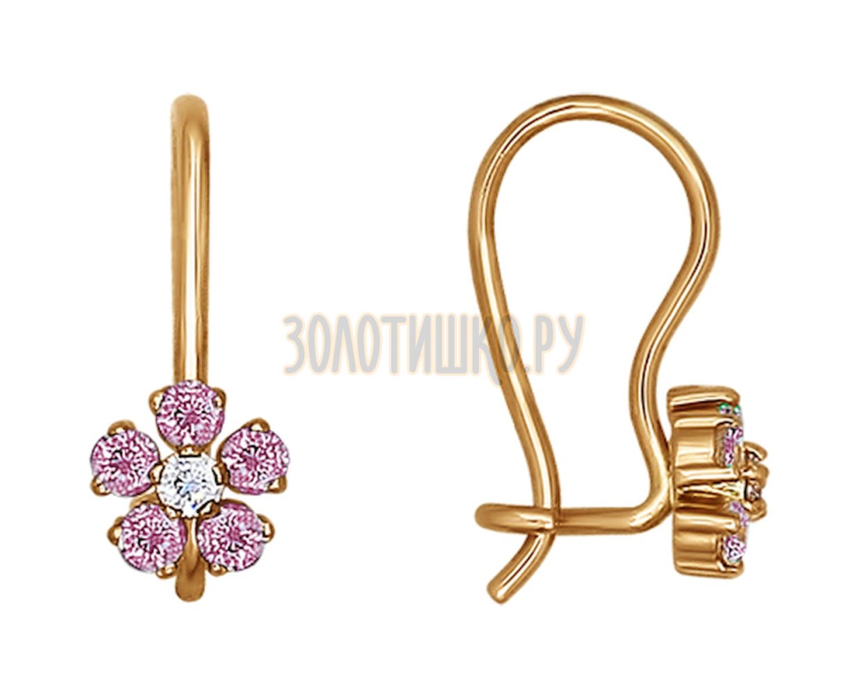 Серьги из золота с фианитами 585 Соколов
