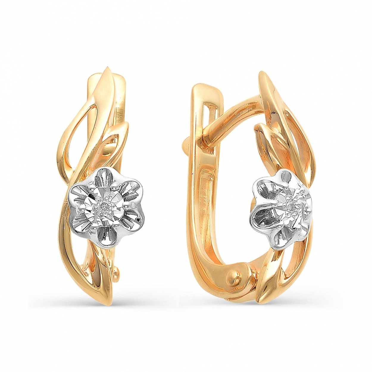 Серьги красное золото с бриллиантами 585