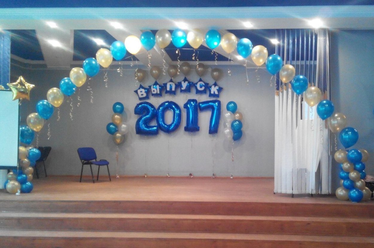 Украшение зала шарами на выпускной