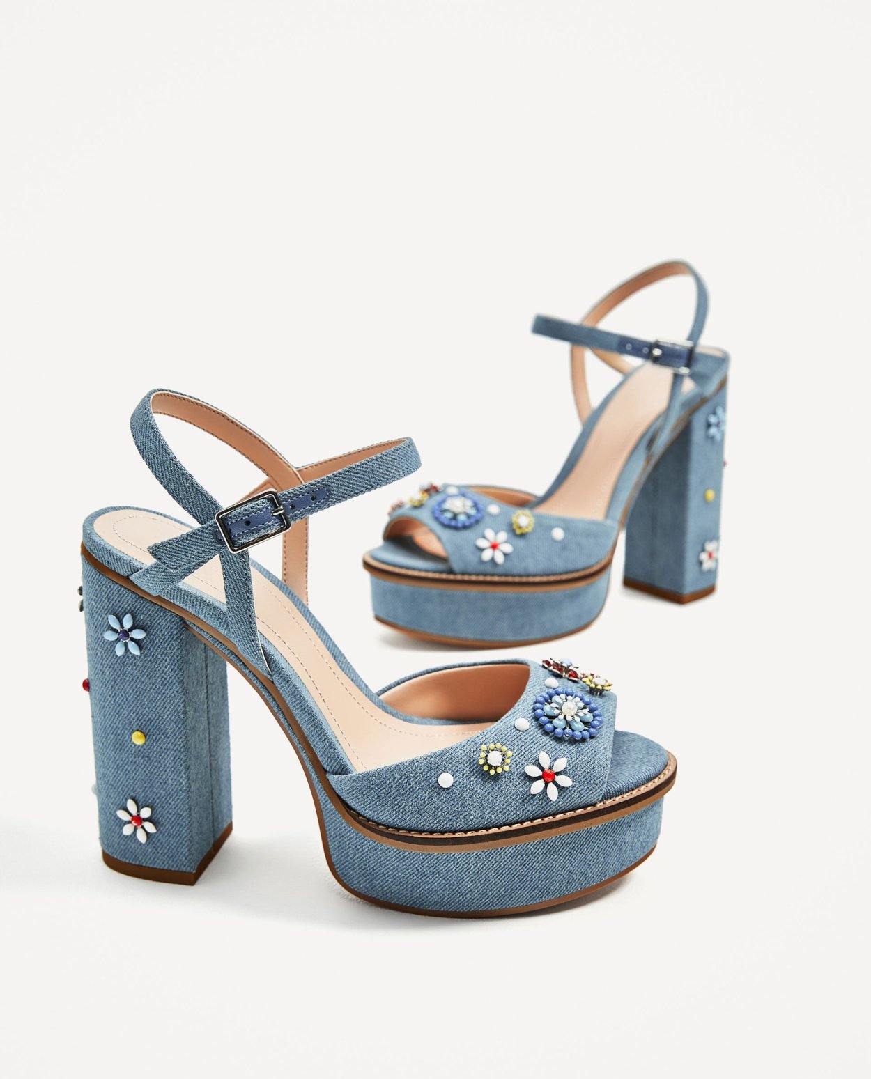 Zara woman сандали джинсовые