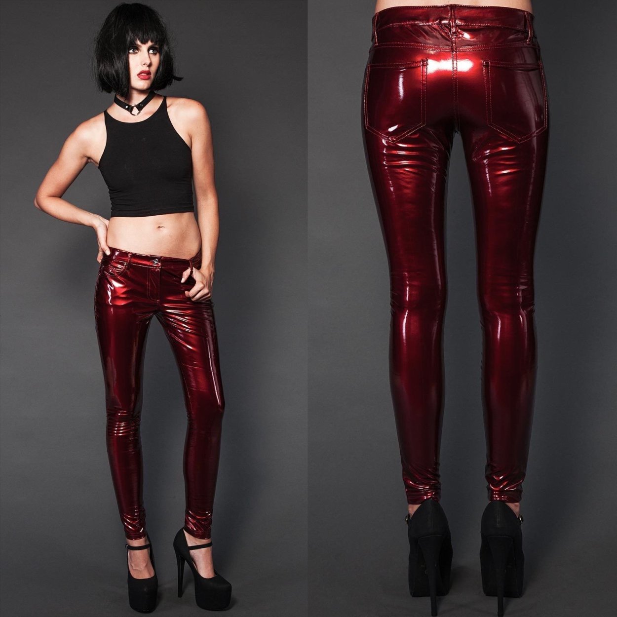 Red Vinyl Pants